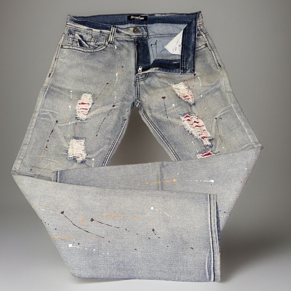 EUC: Men’s COTTON FARM Los Angeles Distressed/Paint Splash Denim Jeans - Picture 2 of 8